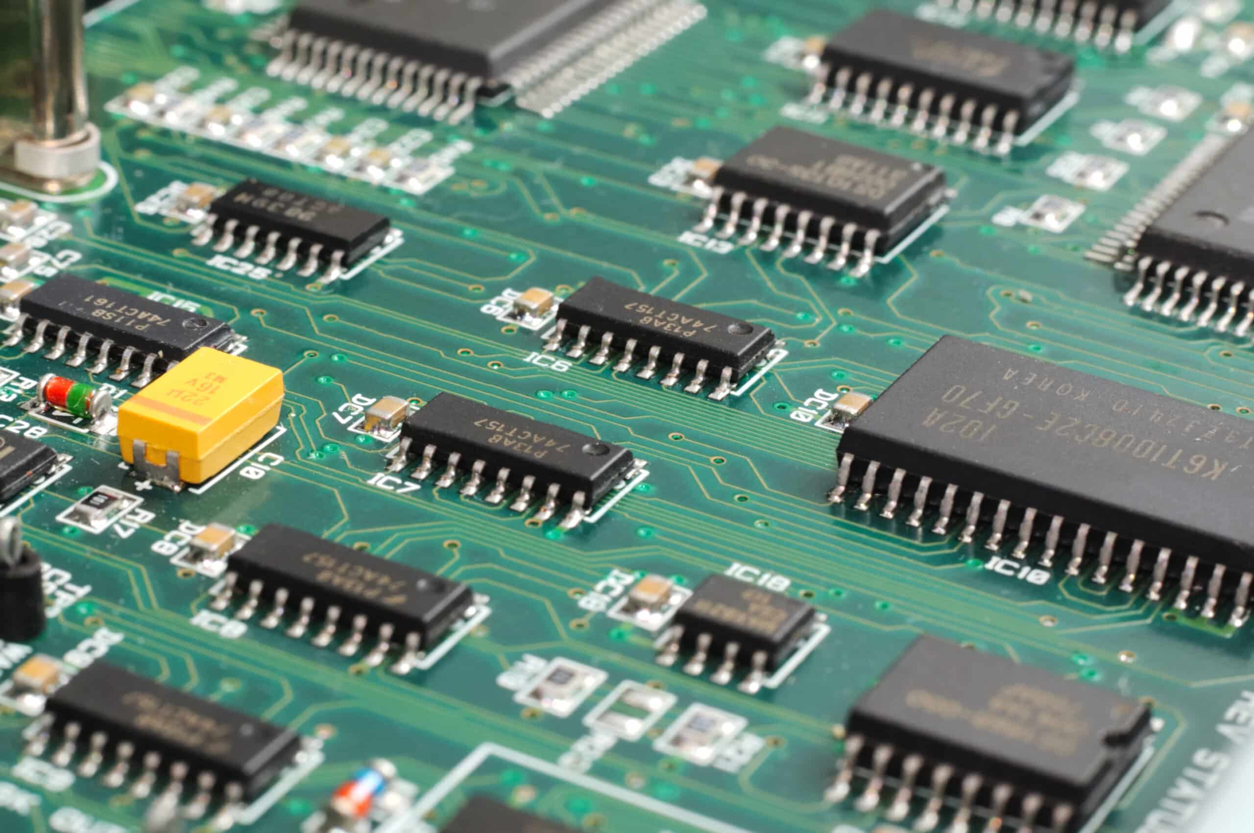 Large green PCB microcircuit board