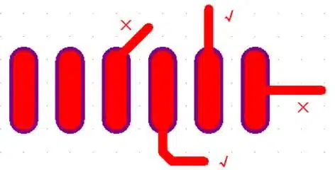 proper trace routing from pads