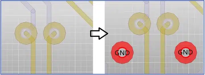 signal via and accompanying gnd via placement