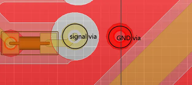 single end signal via with return gnd via placement